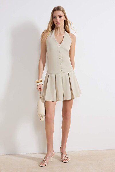 Trendyol Collection Πέτρινο ίσιο κοντό / μίνι υφαντό φόρεμα TWOSS26EL00058