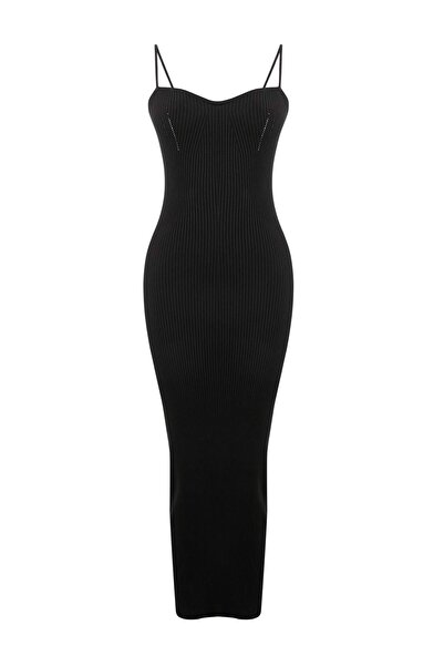 Trendyol Collection Black Straight Midi Knitwear Dress Twoss26El00183