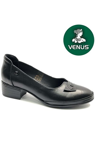 Venüs Accentor Genuine Leather Women's Heeled Shoes Black