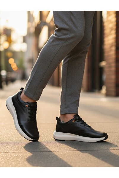 MARCOMEN Mesh Detailed Thick Sole Sneaker Black Men's Shoes 152-21114