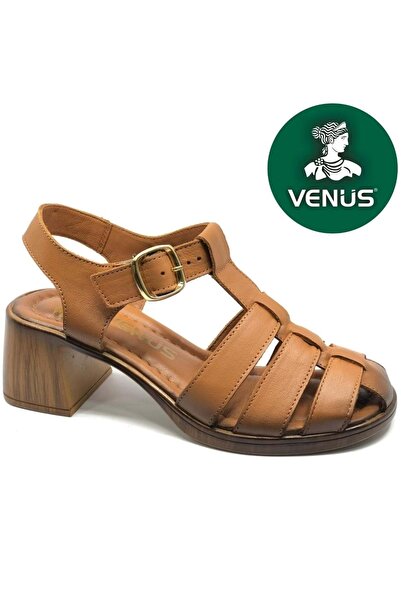 Venüs Pungens Genuine Leather Comfort Orthopedic Women's Sandals Taba