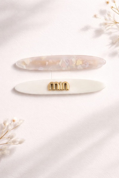 LİNACO Leopar Desenli Wavy Saç Toka Seti - Siyah ve Bej Polka Dot Detaylı”