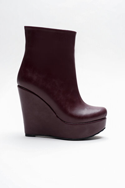 Ayakkabı Ateşi Дамски ботуши с цип и подплатени токове Dainas Burgundy Leather