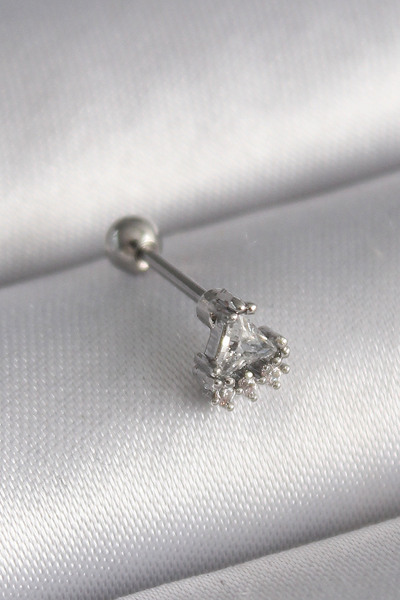 Skygo 316L فضي اللون مثلث الزركون حجر الزنمة ثقب - TJ-PR1239