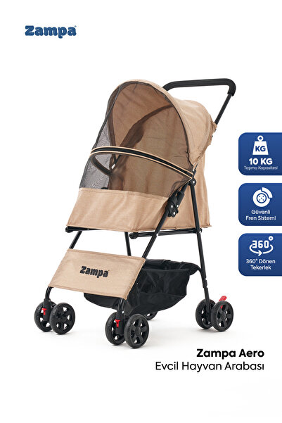 Zampa Aero Ultra Hafif Kedi & Köpek Arabası - Kahverengi 42x69x96 cm