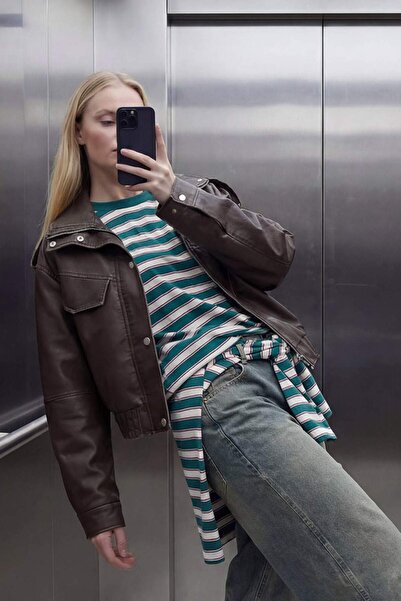 DeFacto Relax Fit Faux Leather Coat G0667Ax26Sp