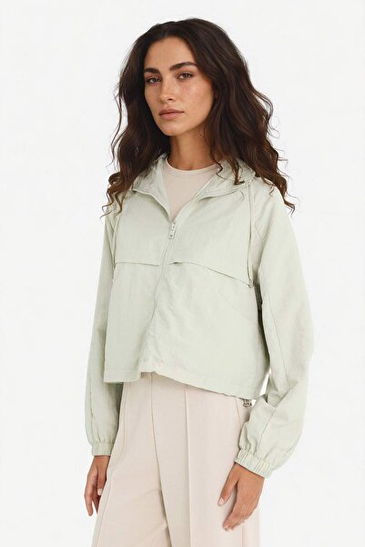 DeFacto Κανονική εφαρμογή με κουκούλα με φερμουάρ Crop Raincoat E8546AX25AU