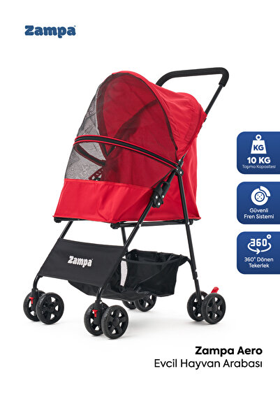 Zampa Aero Ultra Hafif Kedi & Köpek Arabası - Kırmızı (42x69x96 cm)