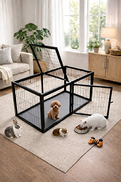 ORBO PROFESYONEL METAL HAYVAN ÇİT 120X60X60 ALTI ÜSTÜ KAPALI ÇİFT KAPILI