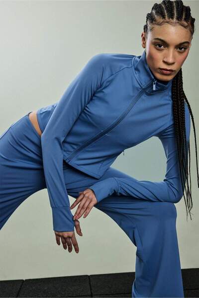 DeFacto Slim Fit Mock Neck Sportsman Indigo Women's Cardigan F2008Ax/In34