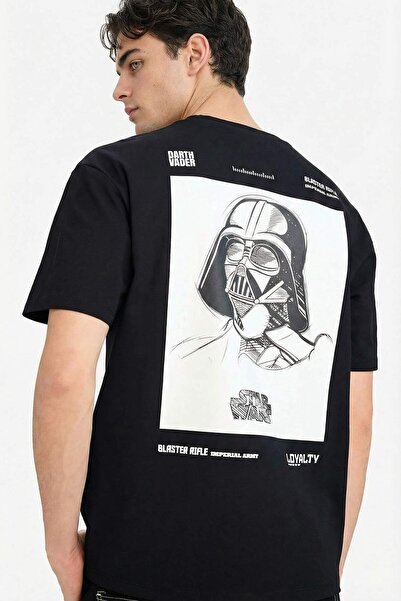 DeFacto Star Wars Boxy Fit Bisiklet Yaka Sırt Baskılı Kısa Kollu Tişört F8140...