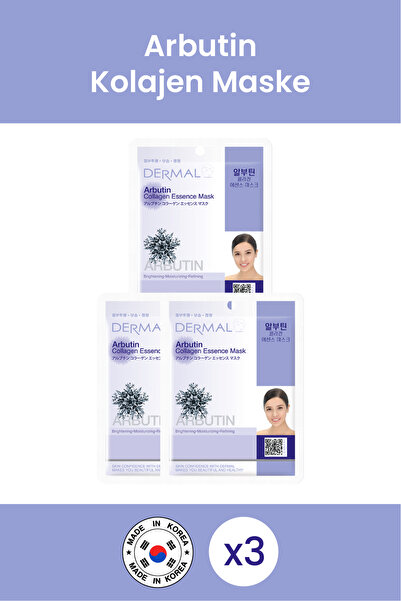 Dermal Beyazlatıcı, Nemlendirici Ve Arındırıcı Arbutin Kolajen Maske 23gr3 Adet