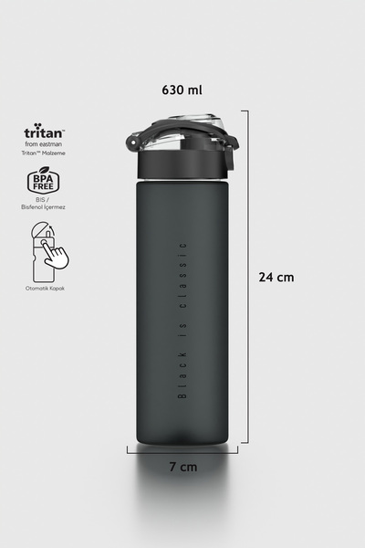 Renga Saga Desenli 630 ml Mat Tritan Matara 912114 Siyah