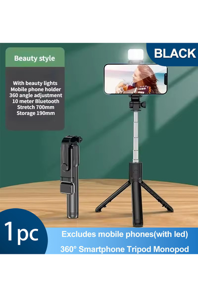 Choice1 حامل ثلاثي القوائم مرن أسود (مزود بإضاءة LED) بزاوية 360 درجة للكامير...