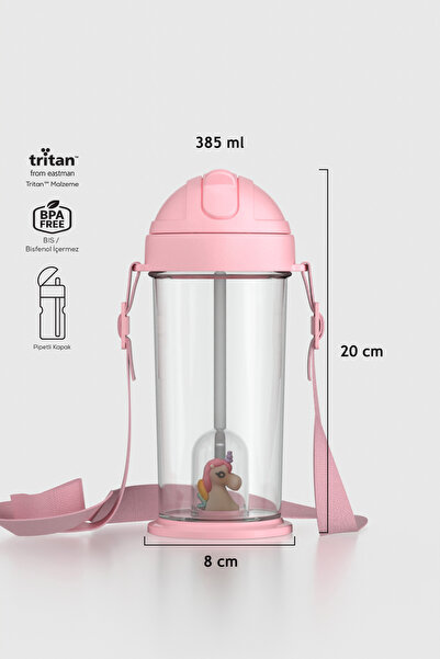 Renga Cosmo Unicorn Figürlü 385 ml Pipetli Askılı Tritan Çocuk Matara 912147 ...