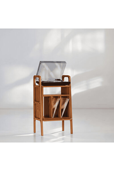 Woodesk Lyric, Ahşap Kitaplık Ve Pikap Standı, Tik Renk