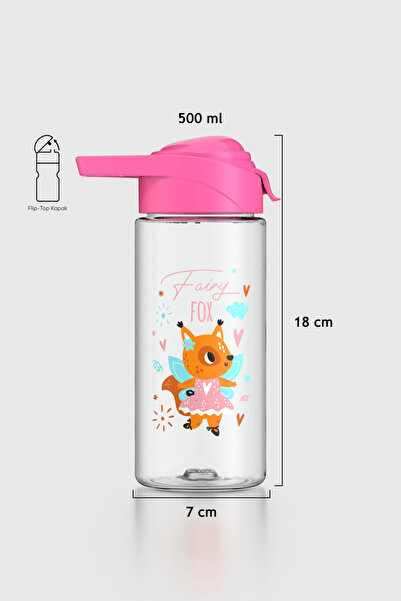 Renga Juno Fox Desenli 500 ml Çocuk Matara 912096 Fuşya