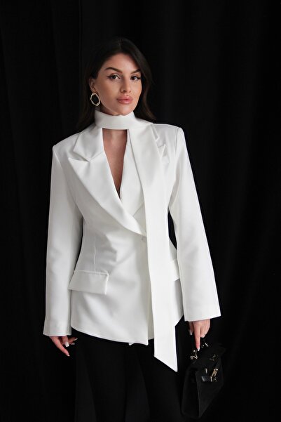 Julidress Premium Design Blazer Jacket with Belt Detail at the Waist