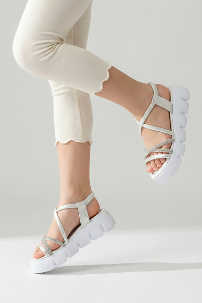 Moda Lime Κορίτσια Wedge Heel Double Stripe Stone Άνετα αθλητικά σανδάλια Παν...