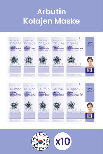 Dermal 10'lu Beyazlatıcı, Nemlendirici Ve Arındırıcı Arbutin Kolajen Maske
