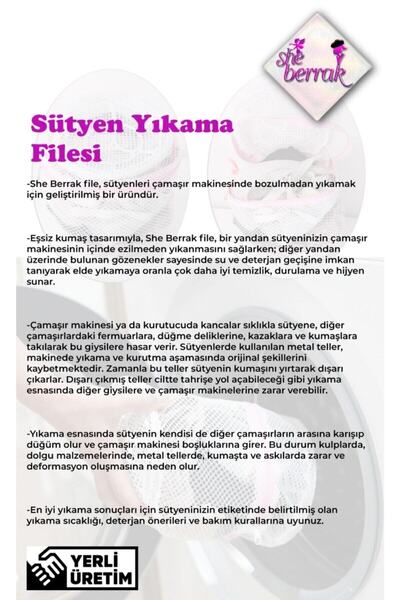 she berrak Koruyucu Destekli, Fermuarlı Pembe Sütyen/Çamaşır Yıkama Filesi