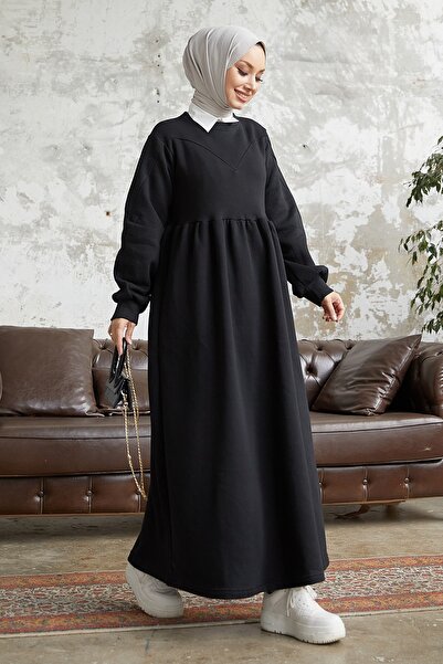 InStyle Elenor فستان حجاب بأكمام بالون - أسود