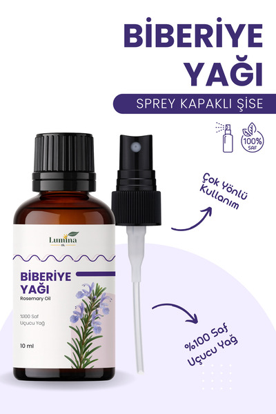 LUMİNAOİL Biberiye Yağı 10 Ml (Sprey Başlık Hediyeli) Rosemary Oil