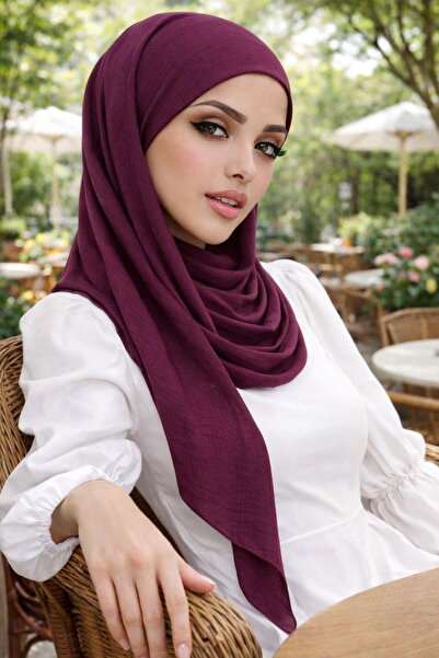 Aişe tesettür Mürdüm Kelebek Bone Şal