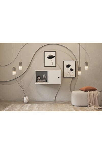 Nettrends Kitaplıklı Kapaklı Duvar Rafı Beyaz 70 Cm Dvr-1011-ç