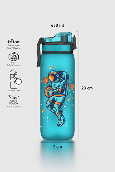 Renga Rybo-X Soft Touch Desenli 630 ml Tritan Çocuk Matara 912162 Mavi