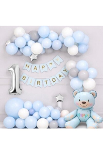SİNDA Oturan Mavi Ayıcık Doğum Günü Partisi Seti- Yaş günü Konsepti, Oturan A...