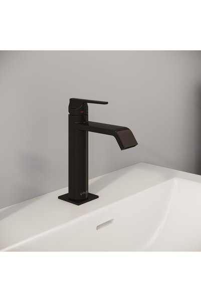 VitrA Suit A4281639 Lavabo Bataryası, Üstten Kumandalı, Parlak Siyah
