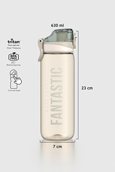 Renga Trego Yazı Desenli 630 ml Tritan Matara 912155 Bej