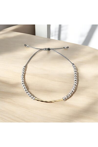 Atelier Çağla Silver Color Ball Tube Bracelet