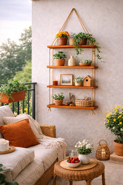 Holly Touch Masif Ahşap Duvar Rafı 4 Katlı – Mutfak, Salon, Çocuk Odası Kulla...