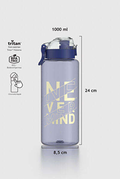 Renga Saga Loop Yazı Desenli 1000 ml Tritan Matara 912138 Mavi