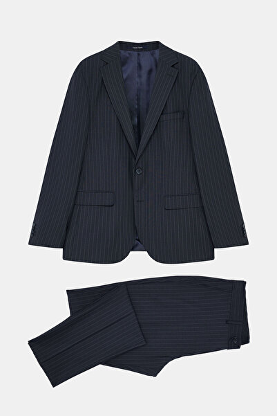 W Collection Dark Blue Buttoned Suit