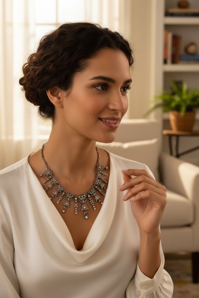 FAYRA ACCESSORIES Zirkon Taşlı Nişan Kına Düğün Gerdanlık