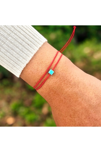 Atelier Çağla سوار أحمر من حجر الفيروز الأزرق المكعب