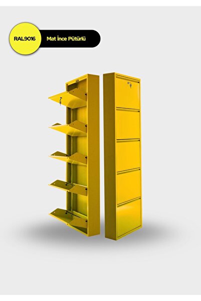 mobilyapratik Kilitli 5'li Metal Ayakkabılık - Sarı