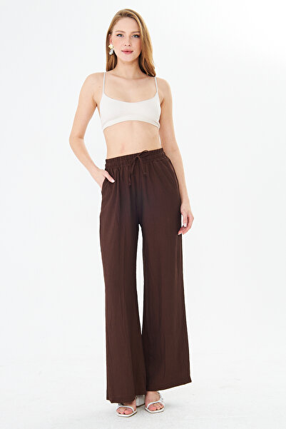 PIQUE KADIN PANTOLON Beli Lastikli Çilek Kumaş Pantolon