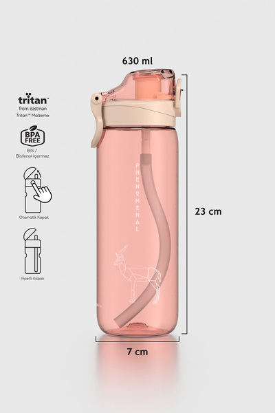 Renga Wave Duplo 630 ml Opsiyonel Pipetli Tritan Matara 912176 Bej