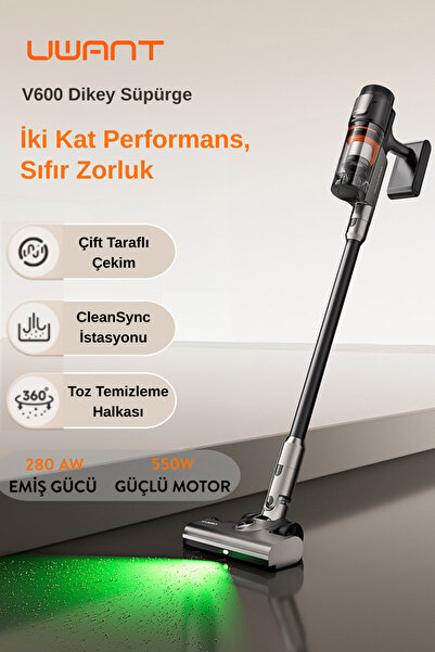 UWANT 250W Emiş Gücüne Sahip Otomatik Gri Dikey Süpürge V600