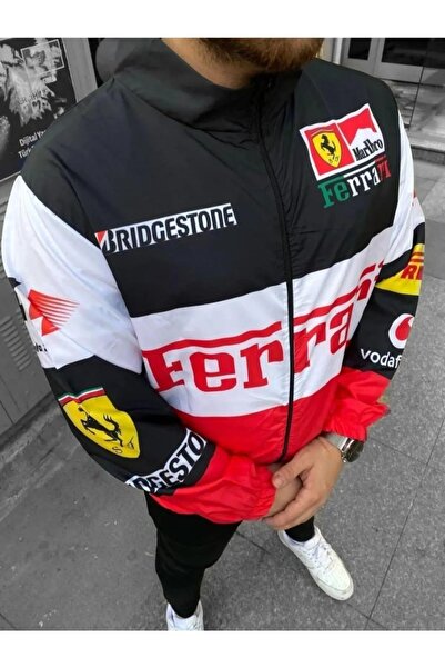 Kingdom Ferrari Motorcu Unisex Dijital Baskı Oversize Rüzgarlık