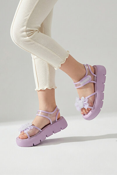 Moda Lime Lilac Wedge Heels and Stoned Girls' Sandals - New Model Orthopedic ...