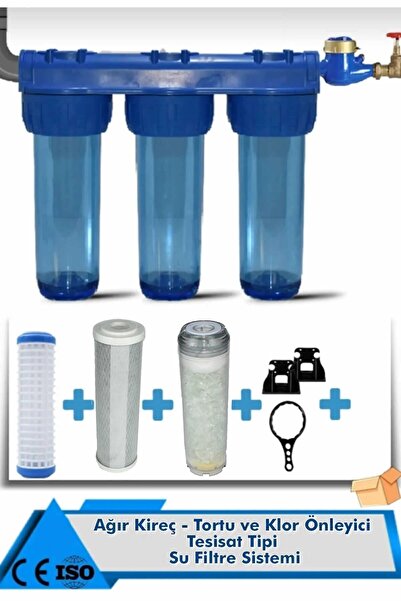 Genel Markalar Üçlü Su Filtresi Daire Ve Bina Girişi Için Üçlü Set Arıtma Sis...