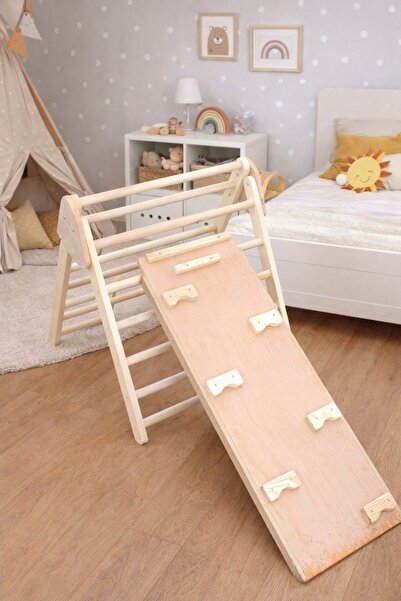 lifly Ahşap Pikler Üçgeni ve Pikler Tırmanma Tahtası 70x100 cm - Montessori E...