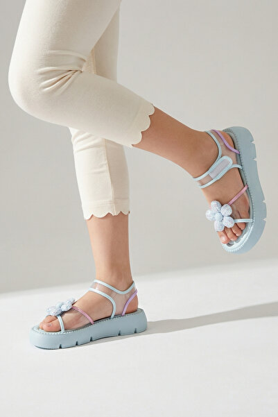 Moda Lime Lilac Wedge Heels and Orthopedic Sole New Model Girl's Sandals Slip...