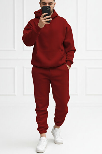 Runades طقم بدلة رياضية بغطاء للرأس مقاس كبير للرجال ذات ملمس ناعم وأرجل مطاط...