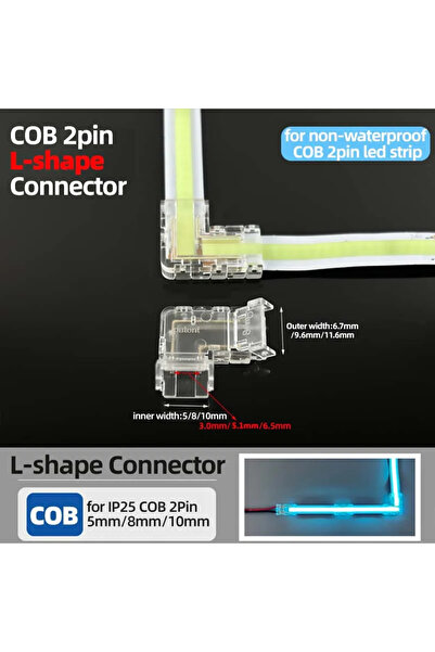 Choice 10 قطع موصلات على شكل حرف L، 10 قطع موصلات شريط LED COB ثنائية السن، 5...